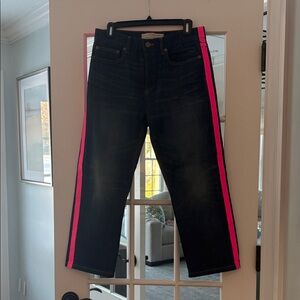Marc by Marc Jacobs Annie Boyfriend Crop with hot pink stripe
